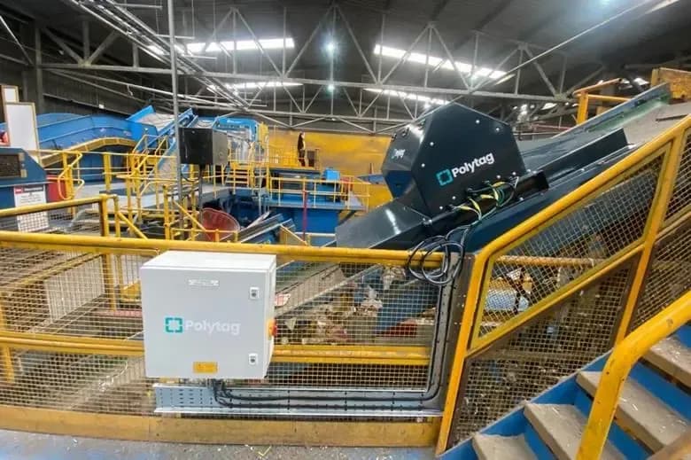 Photo of a packaging scanner at a recycling facility.