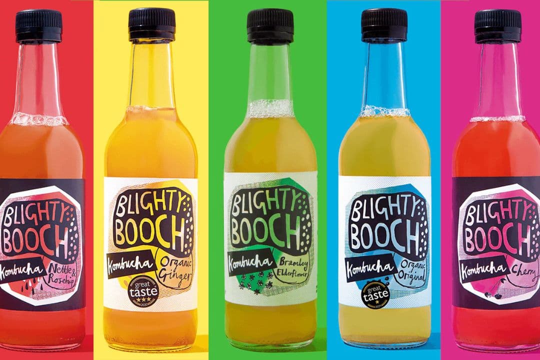 Photo of some Blighty Booch packaging