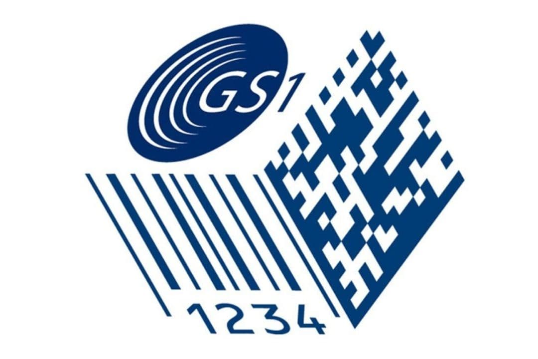 Illustration of a cube showing gs1 logo, data matrix and barcode